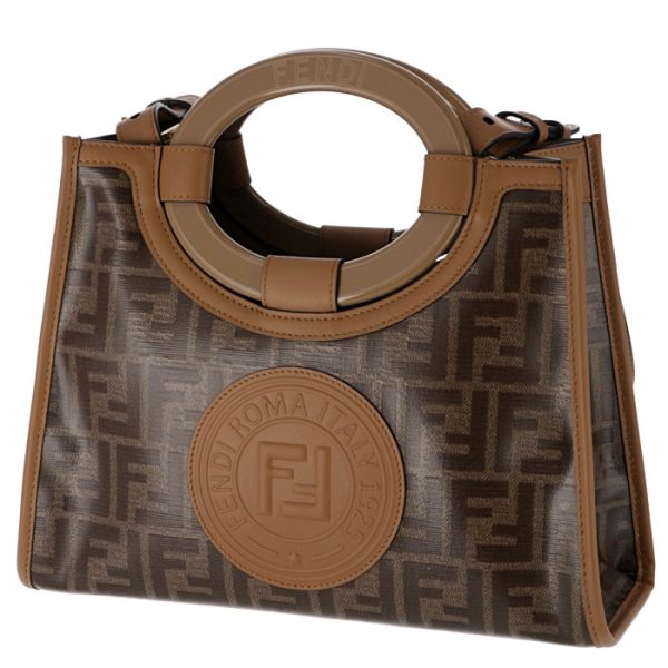 8bh353a86nf15wo 1 Fendi Small Runaway Shopper Zucca Pattern Shoulder Bag Brown