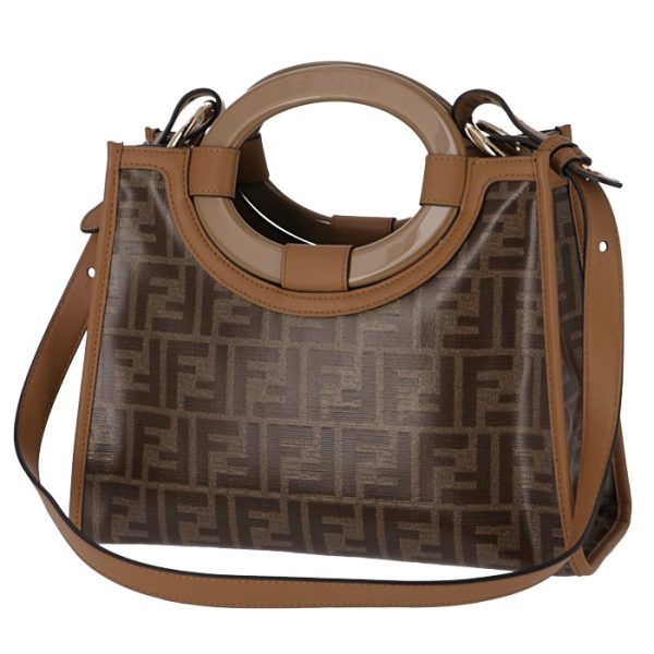 8bh353a86nf15wo 2 Fendi Small Runaway Shopper Zucca Pattern Shoulder Bag Brown