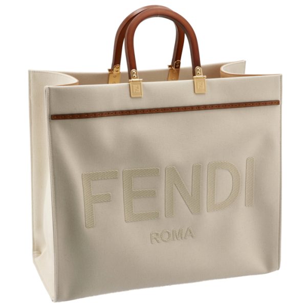 8bh372abvvf189s Fendi Canvas Sunshine Tote Bag White