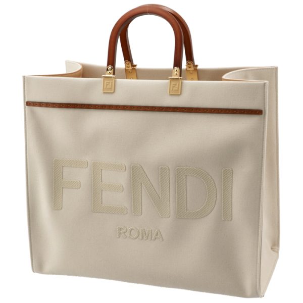 8bh372abvvf189s 1 Fendi Canvas Sunshine Tote Bag White