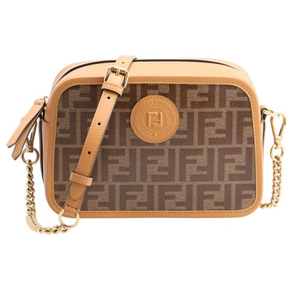 8bt287a6vof15wl FENDI Cam Shoulder Bag Camel Zucca