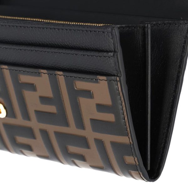 8m0251a6cbf13vk 6 FENDI FF Logo Long Wallet Black Zucca