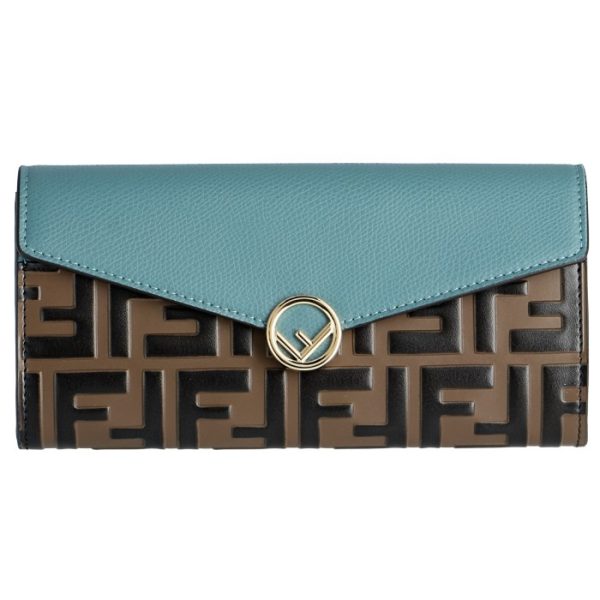 8m0251a6cbf180e 1 FENDI FF Logo Long Wallet Blue Zucca