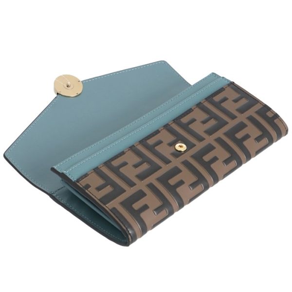 8m0251a6cbf180e 4 FENDI FF Logo Long Wallet Blue Zucca