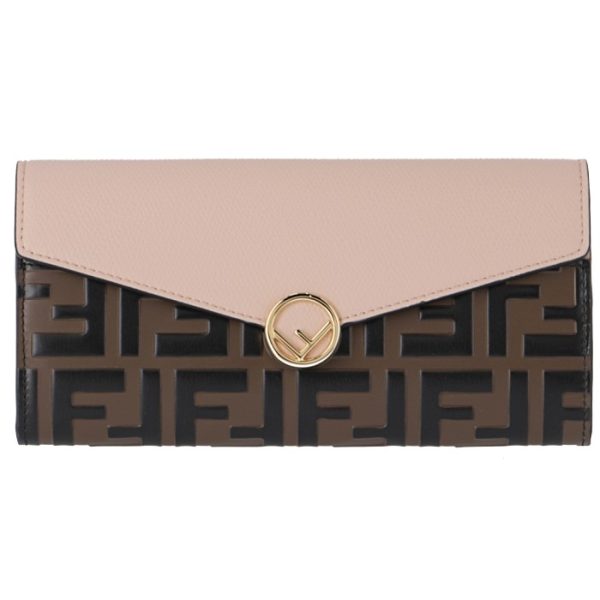 8m0251a6cbf180f 1 FENDI FF Logo Long Wallet Light Pink Zucca