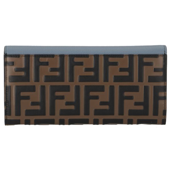 8m0251aaiif19wu 2 FENDI FF Logo Long Wallet Blue Zucca