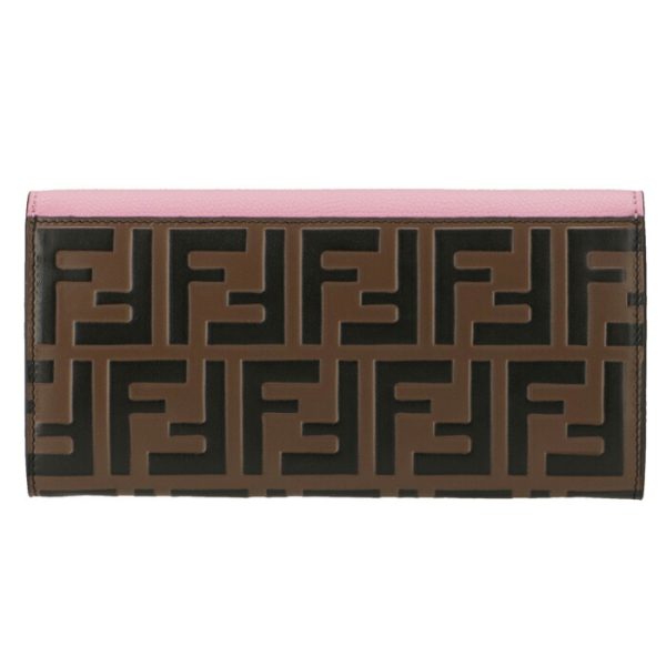 8m0251aaiif1b11 2 FENDI FF Logo Long Wallet Pink Zucca