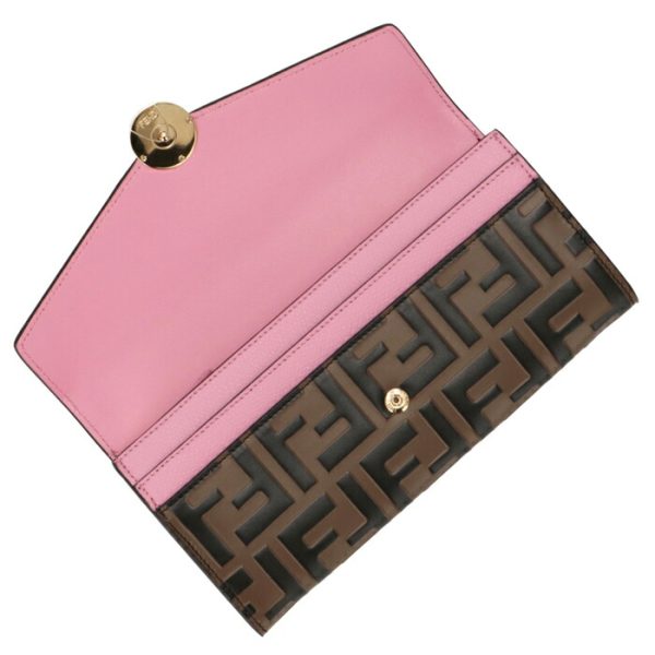 8m0251aaiif1b11 4 FENDI FF Logo Long Wallet Pink Zucca