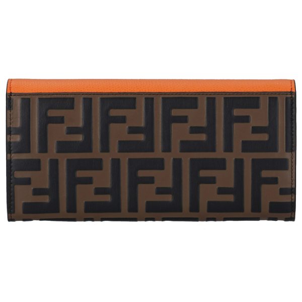 8m0251aaiif1b12 2 FENDI FF Logo Long Wallet Orange Zucca