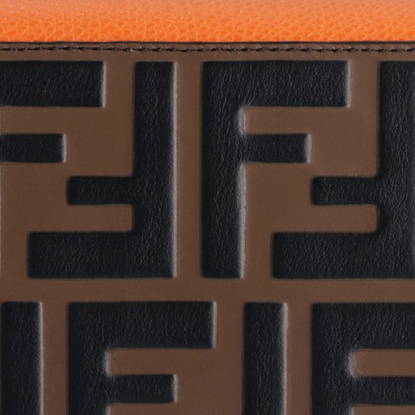 8m0251aaiif1b12 3 FENDI FF Logo Long Wallet Orange Zucca