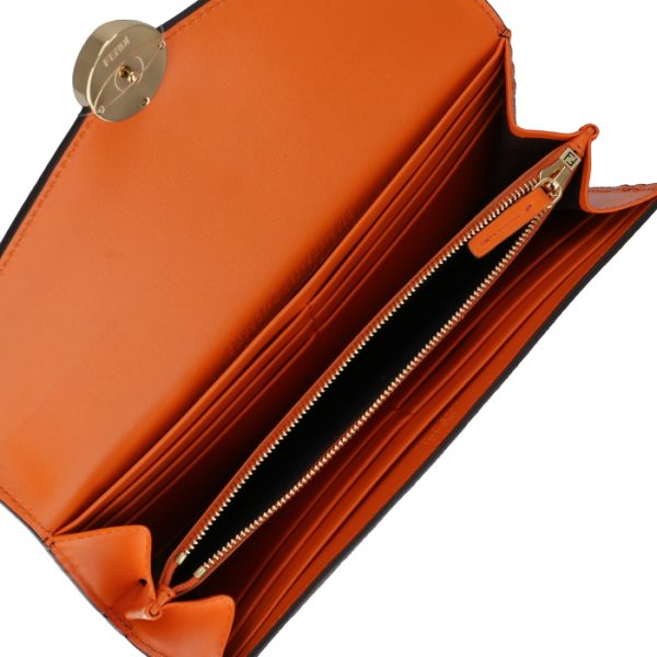 8m0251aaiif1b12 5 FENDI FF Logo Long Wallet Orange Zucca