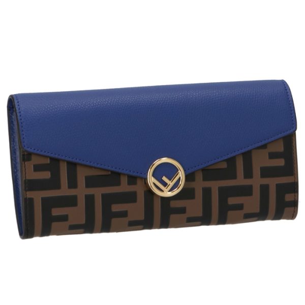 8m0251aaiif1b13 FENDI FF Logo Long Wallet Blue Zucca