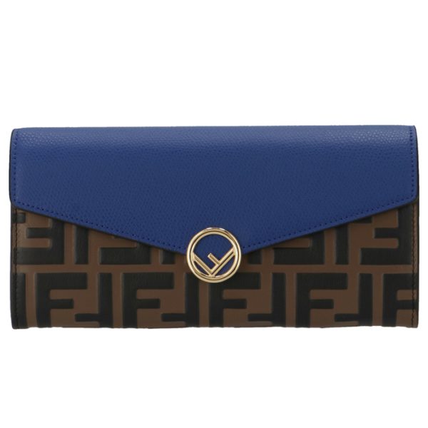 8m0251aaiif1b13 1 FENDI FF Logo Long Wallet Blue Zucca