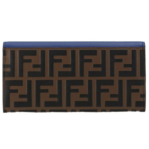 8m0251aaiif1b13 2 FENDI FF Logo Long Wallet Blue Zucca