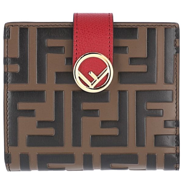 8m0386a6cbf13vj 1 FENDI FF Logo Mini Wallet Red Zucca