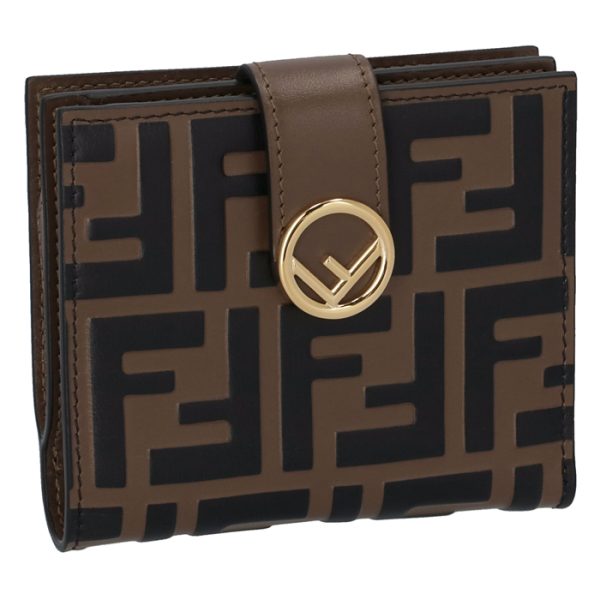 8m0386aafmf13vk FENDI FF Logo Mini Wallet Brown Zucca