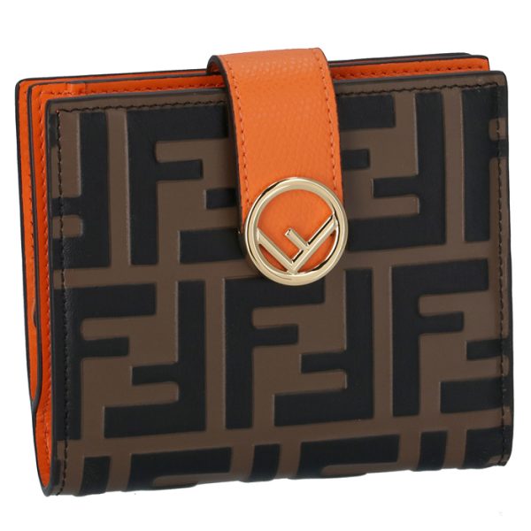 8m0386aaiif1b12 FENDI FF Logo Mini Wallet Orange Zucca