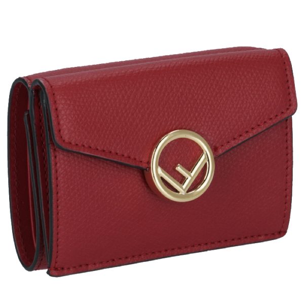 8m0395a18bf0mvv FENDI FF Logo Trifold Wallet Red Zucca