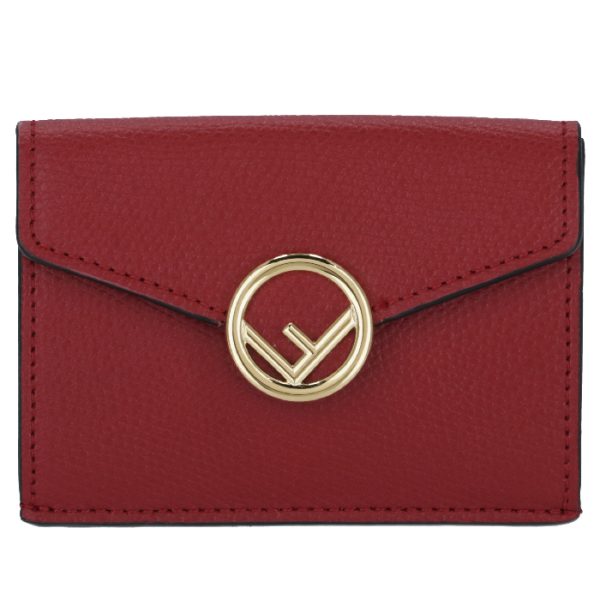 8m0395a18bf0mvv 1 FENDI FF Logo Trifold Wallet Red Zucca