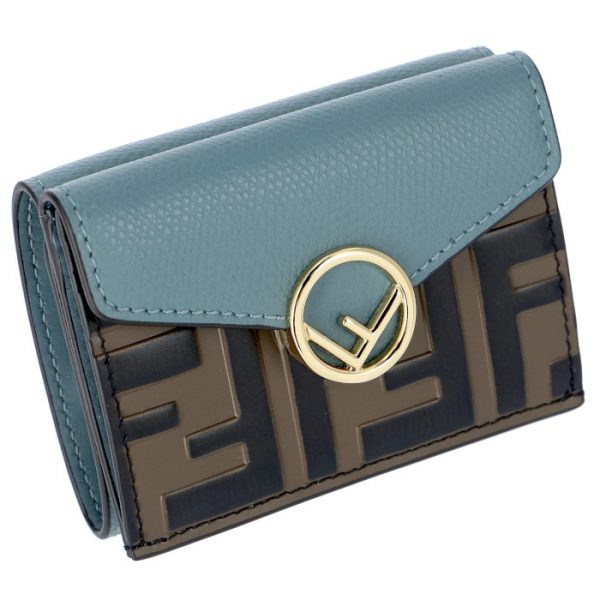 8m0395a6cbf180e FENDI FF Logo Trifold Wallet Blue