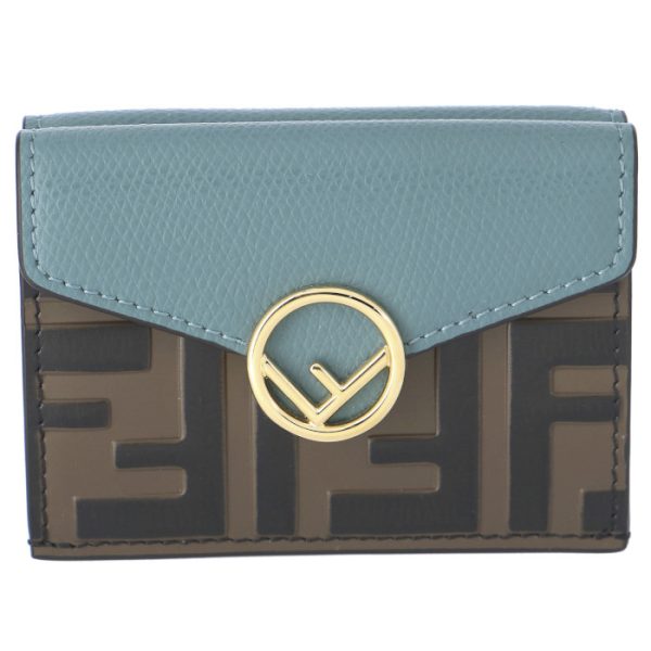 8m0395a6cbf180e 1 FENDI FF Logo Trifold Wallet Blue