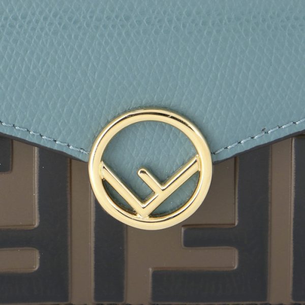 8m0395a6cbf180e 3 FENDI FF Logo Trifold Wallet Blue