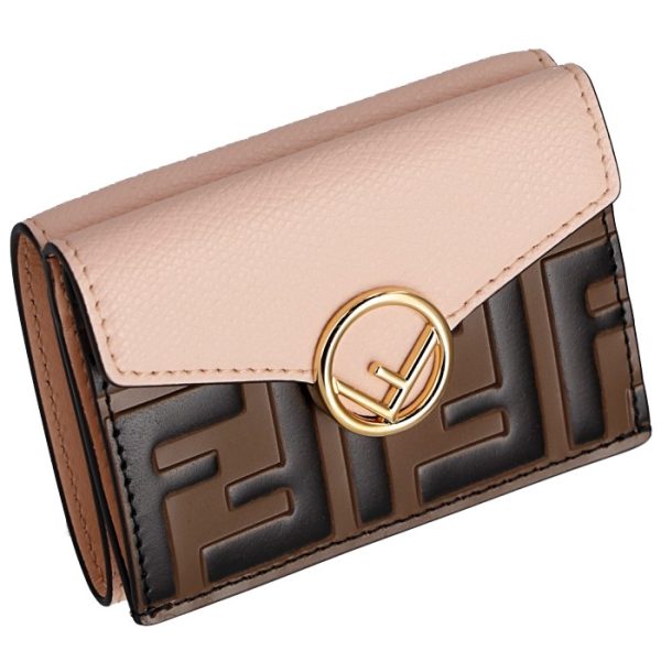 8m0395a6cbf180f FENDI FF Logo Trifold Wallet Brown Zucca