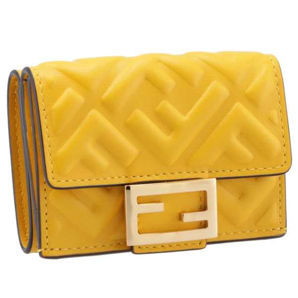 8m0395aajdf192e FENDI Baguette Trifold Wallet Yellow