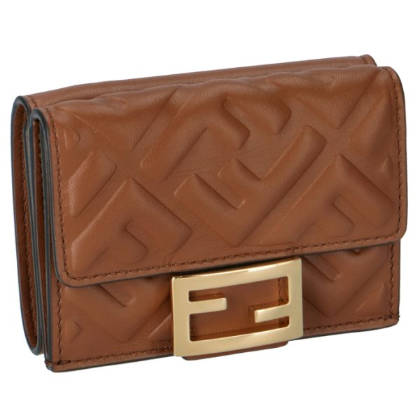 8m0395aajdf1b15 FENDI Baguette Trifold Wallet Brown