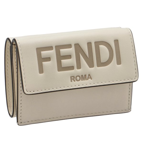 8m0395aayzf0k7e FENDI Roma Trifold Wallet White