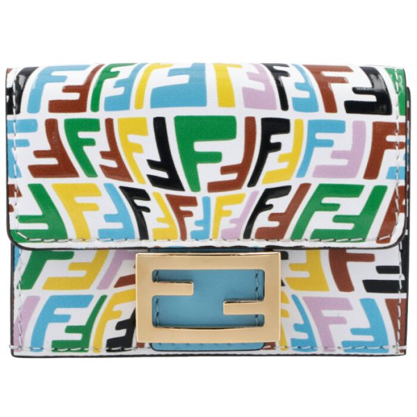 8m0395agksf1exo 1 FENDI Baguette Trifold Wallet FF Fish Eye Multicolor