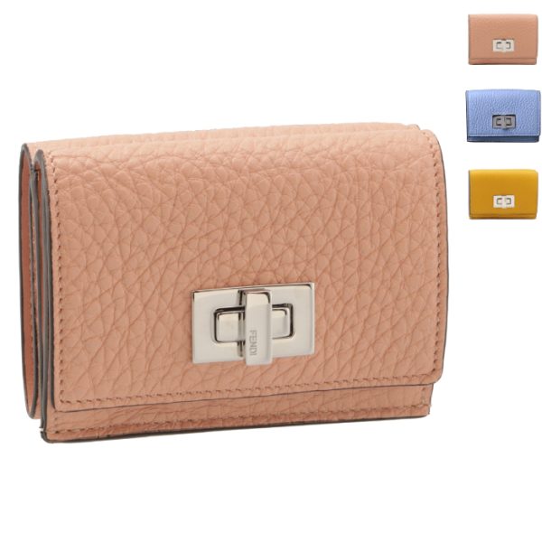 8m0426a91b FENDI Peekaboo Selleria Trifold Wallet