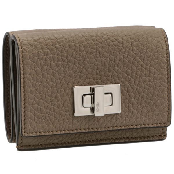 8m0426a91bf1f20 FENDI Peekaboo Selleria Trifold Wallet Brown