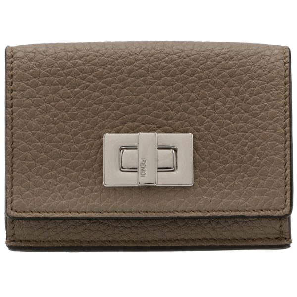 8m0426a91bf1f20 1 FENDI Peekaboo Selleria Trifold Wallet Brown