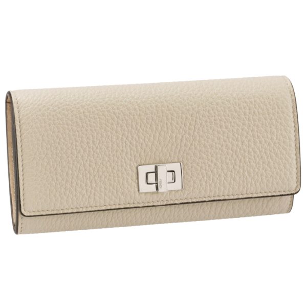 8m0427a91bf0mu3 FENDI Peekaboo Selleria Bifold Wallet Ivory