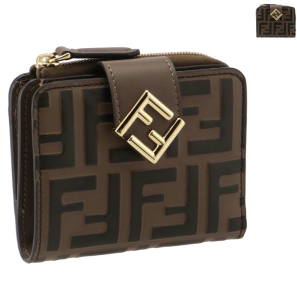 8m0490adym FENDI FF Diamond Compact Wallet Bifold Zucca Pattern