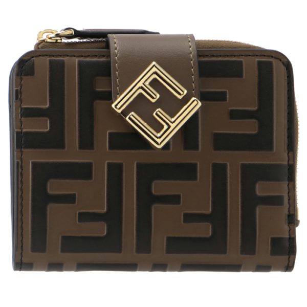 8m0490adym 1 FENDI FF Diamond Compact Wallet Bifold Zucca Pattern