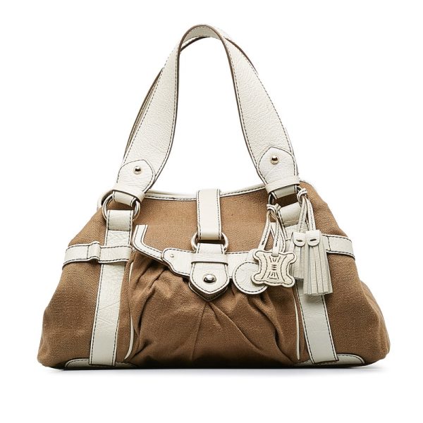 8rwolyyxu56gppcj 1 Celine Handbag SC SA 1016 Brown White Canvas Leather