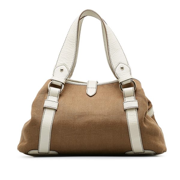 8rwolyyxu56gppcj 3 Celine Handbag SC SA 1016 Brown White Canvas Leather