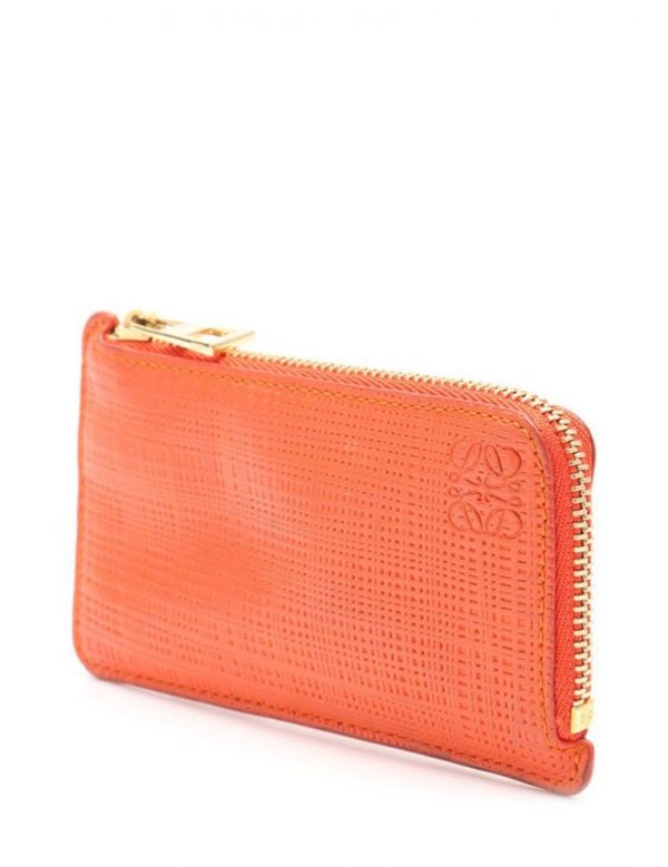 901121001006 2 Loewe Textured Leather Coin Purse Orange