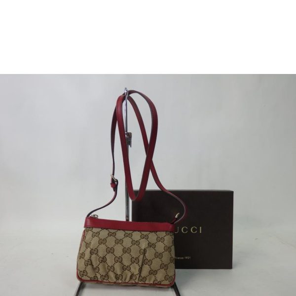 90133 2 Gucci GG Canvas Mini Shoulder Bag Red