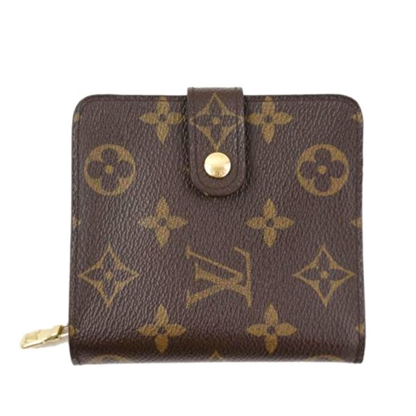 90179 1 Louis Vuitton Compact Zip Wallet Monogram Canvas Brown