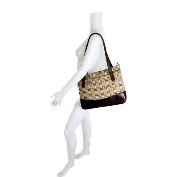 903043007075 9 Burberry Canvas Leather Shoulder Bag Beige Brown Check