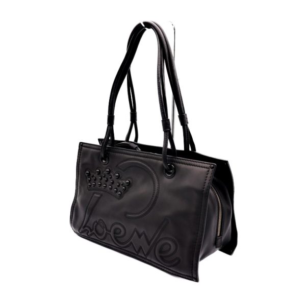 903043007077 2 Loewe Anagram Leather Shopper Tote Bag Black