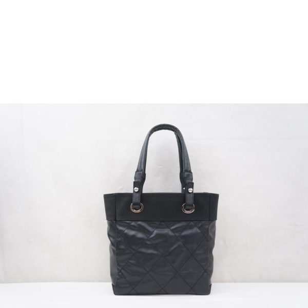 90308 2 Chanel Paris Biarritz Tote PM Bag Black