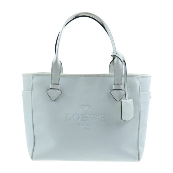 903123002008 1 Loewe Heritage Leather Tote Bag White