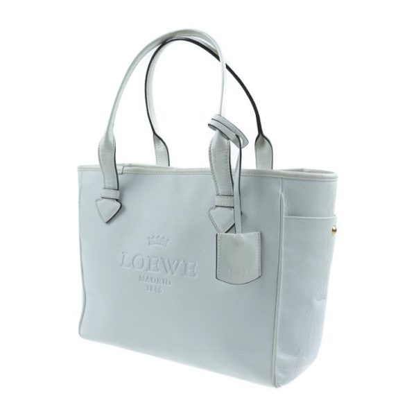 903123002008 2 Loewe Heritage Leather Tote Bag White