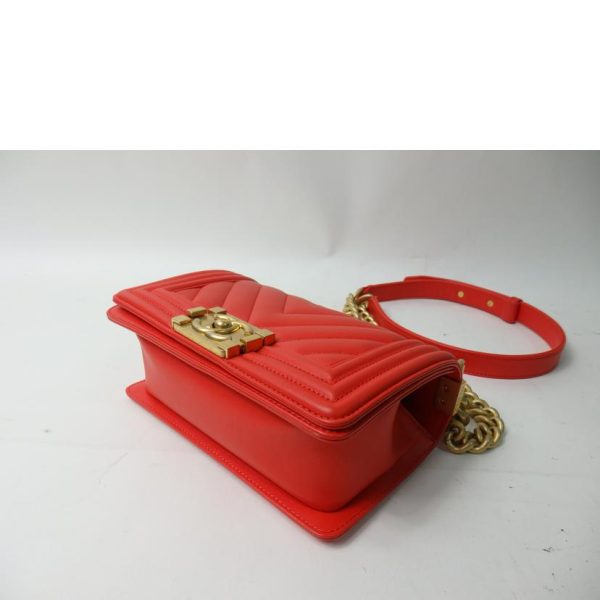 90402 3 Chanel Boy Chanel 20 Lambskin Chain Shoulder Bag Gold Hardware Orange