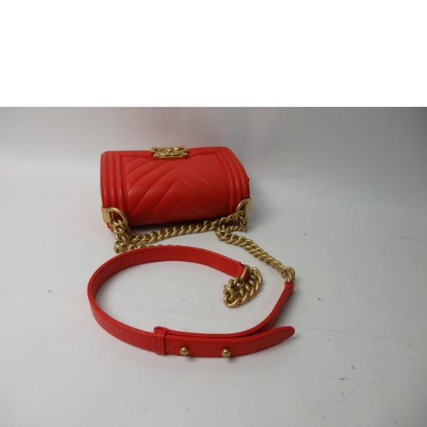 90402 4 Chanel Boy Chanel 20 Lambskin Chain Shoulder Bag Gold Hardware Orange