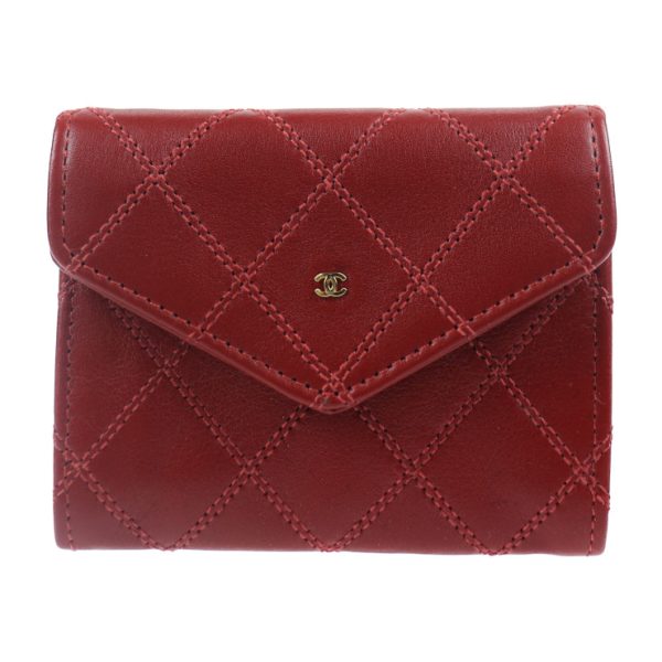 904123007054 1 Chanel Double Stitch Bicolore Coin Case Red Wallet